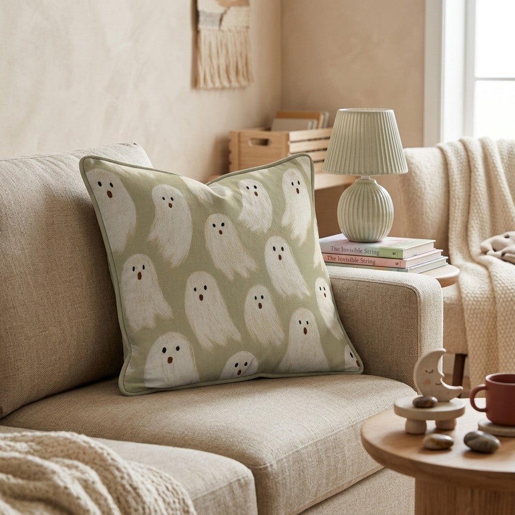 Green Ghosts Throw Pillow - Hillcroft Home