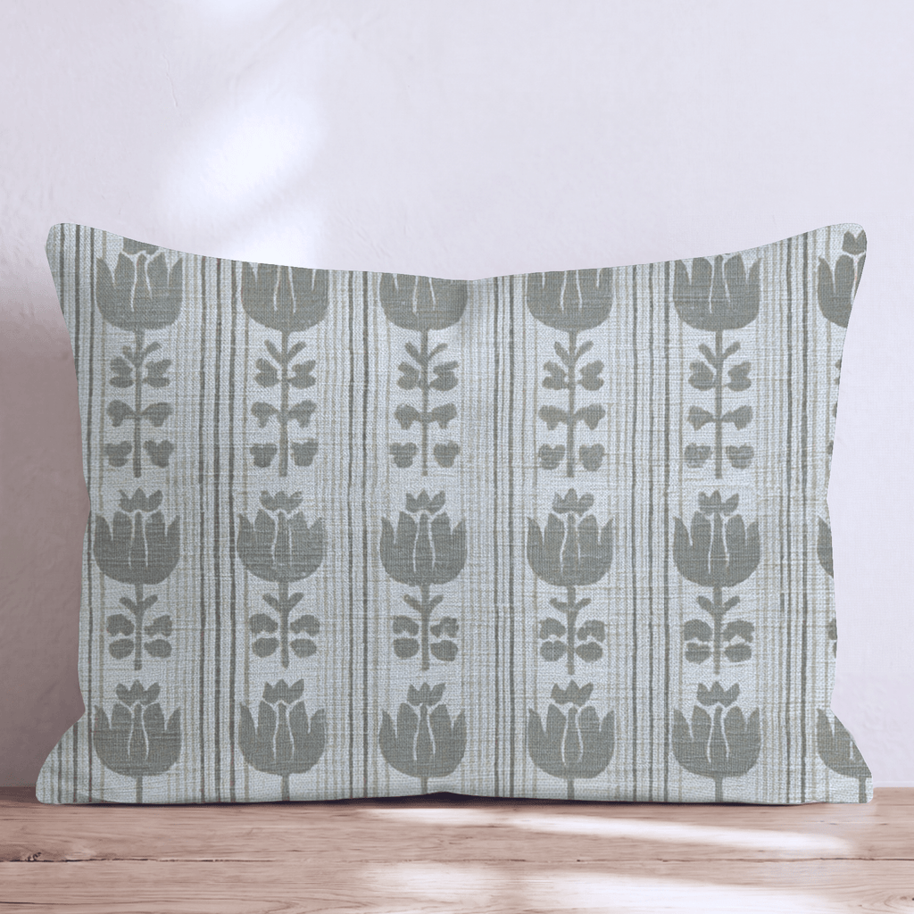Green Grey Rows Throw Pillow - Hillcroft Home