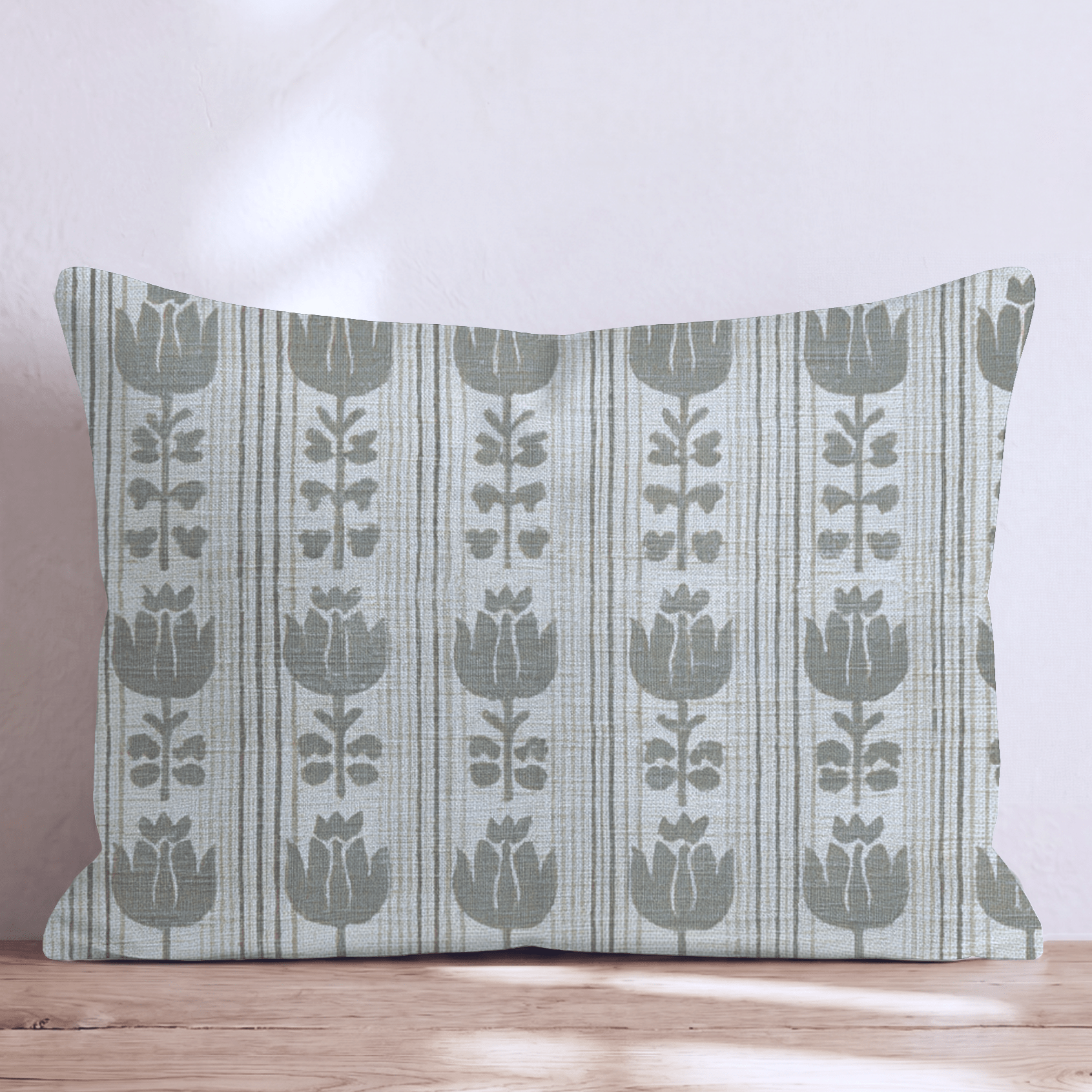 Green Grey Rows Throw Pillow - Hillcroft Home