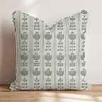 Green Grey Rows Throw Pillow - Hillcroft Home