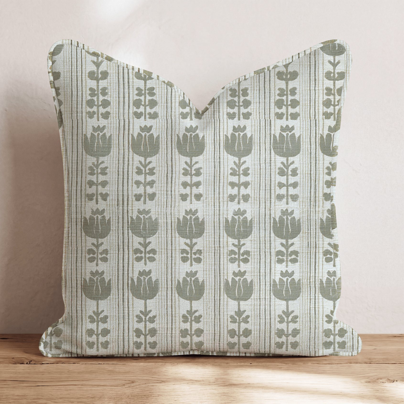 Green Grey Rows Throw Pillow - Hillcroft Home