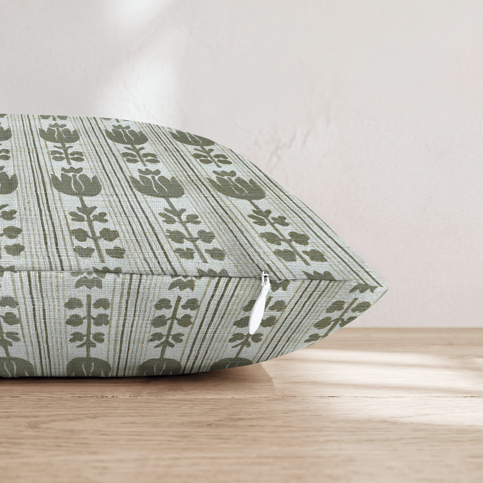 Green Grey Rows Throw Pillow - Hillcroft Home