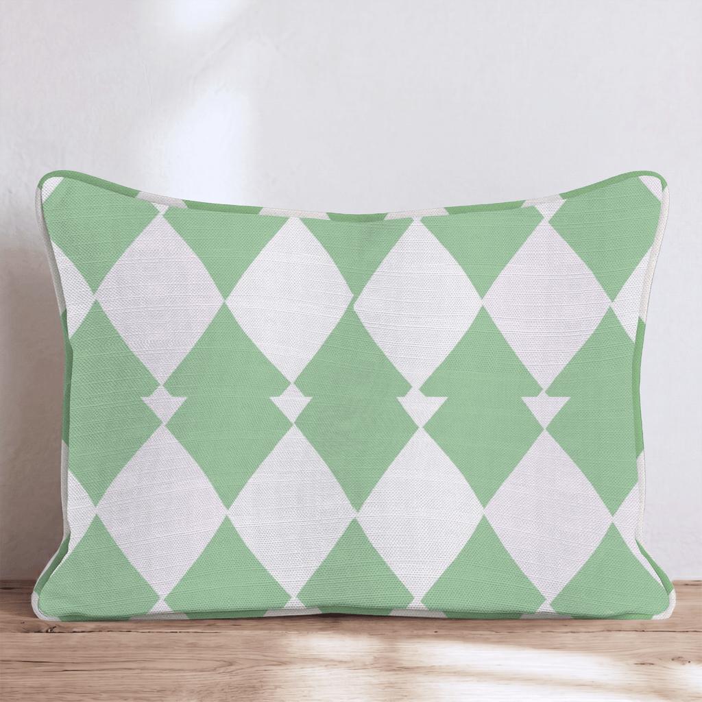 Green Harlequin Diamond Throw Pillow - Hillcroft Home