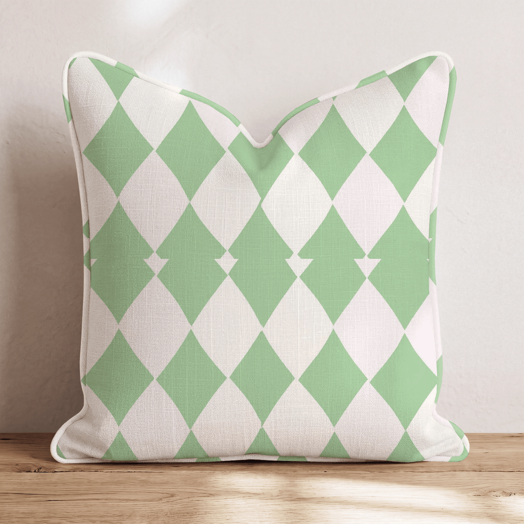 Green Harlequin Diamond Throw Pillow - Hillcroft Home