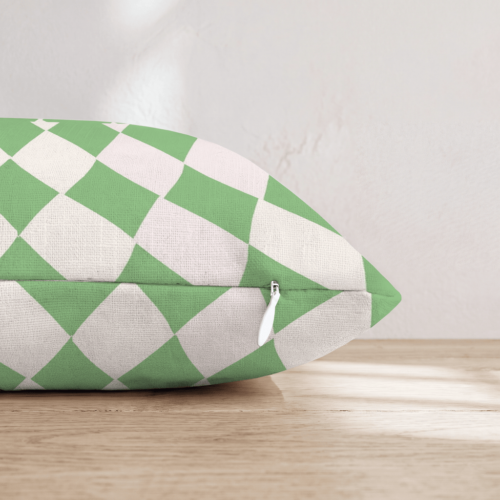 Green Harlequin Diamond Throw Pillow - Hillcroft Home