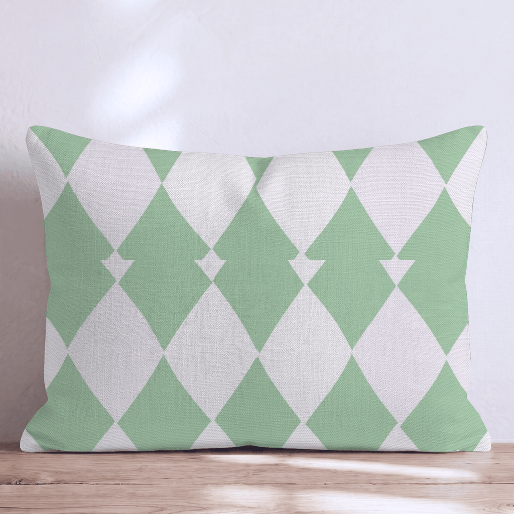 Green Harlequin Diamond Throw Pillow - Hillcroft Home