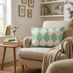 Green Harlequin Diamond Throw Pillow - Hillcroft Home