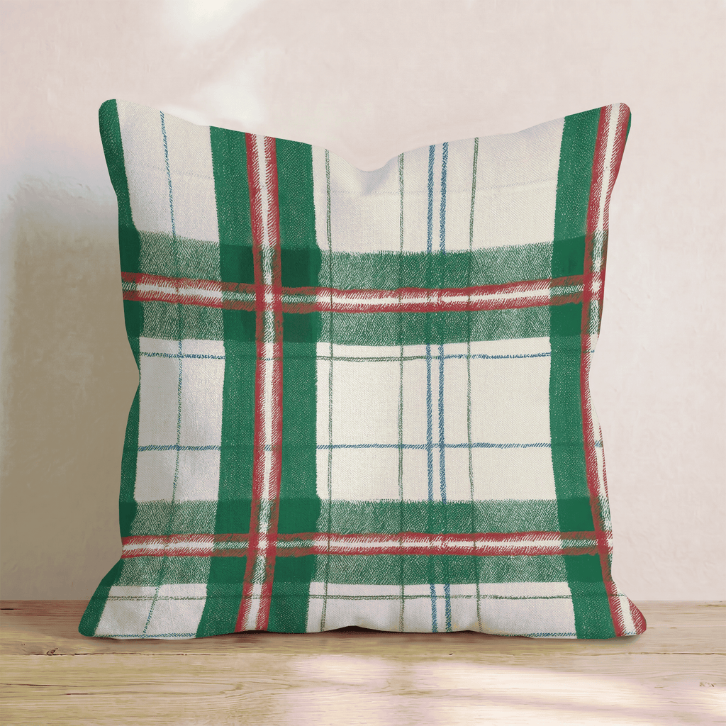 Green Holiday Plaid Throw Pillow - Hillcroft Home