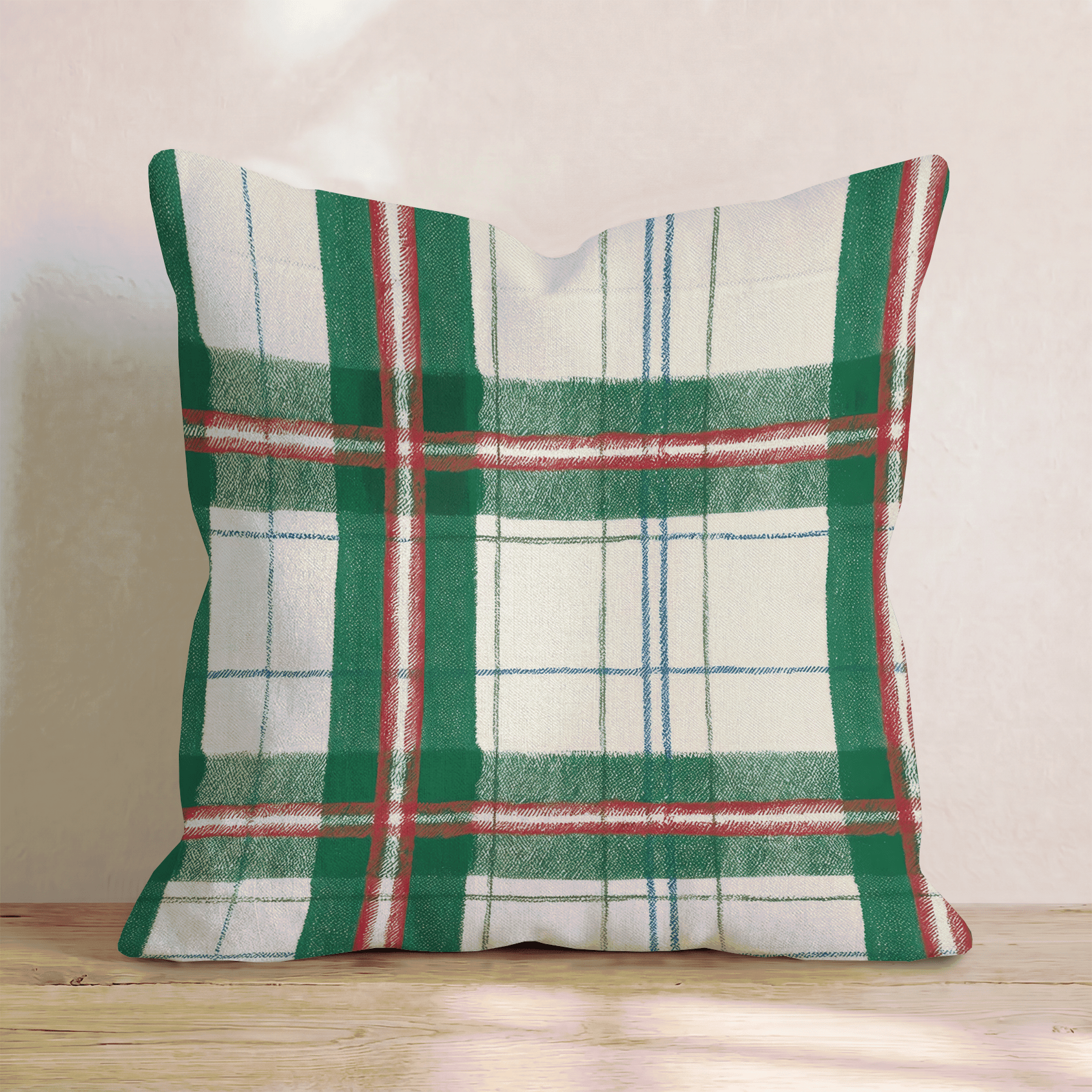 Green Holiday Plaid Throw Pillow - Hillcroft Home
