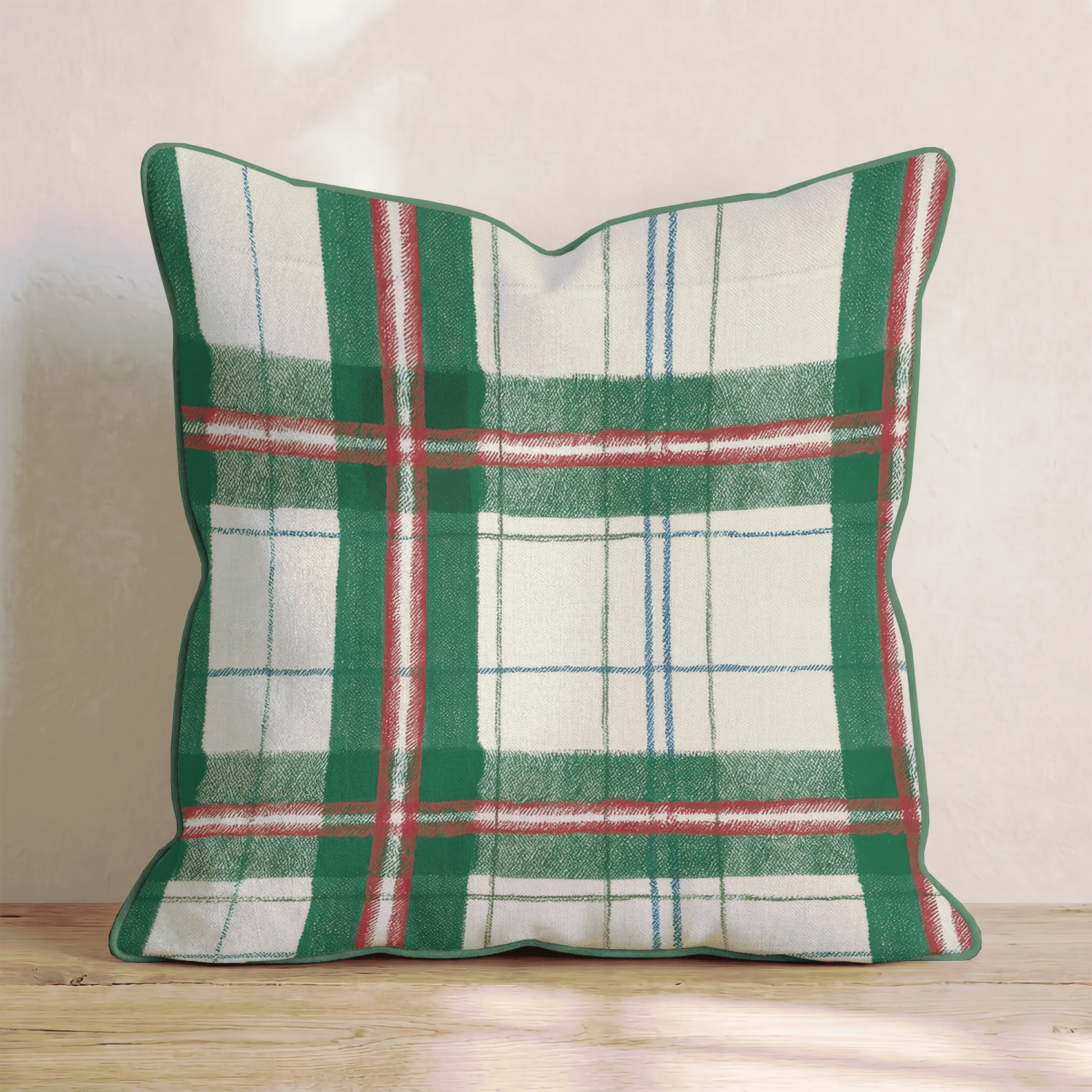 Green Holiday Plaid Throw Pillow - Hillcroft Home