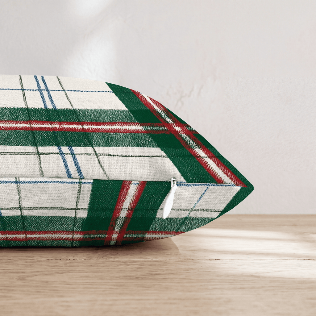 Green Holiday Plaid Throw Pillow - Hillcroft Home