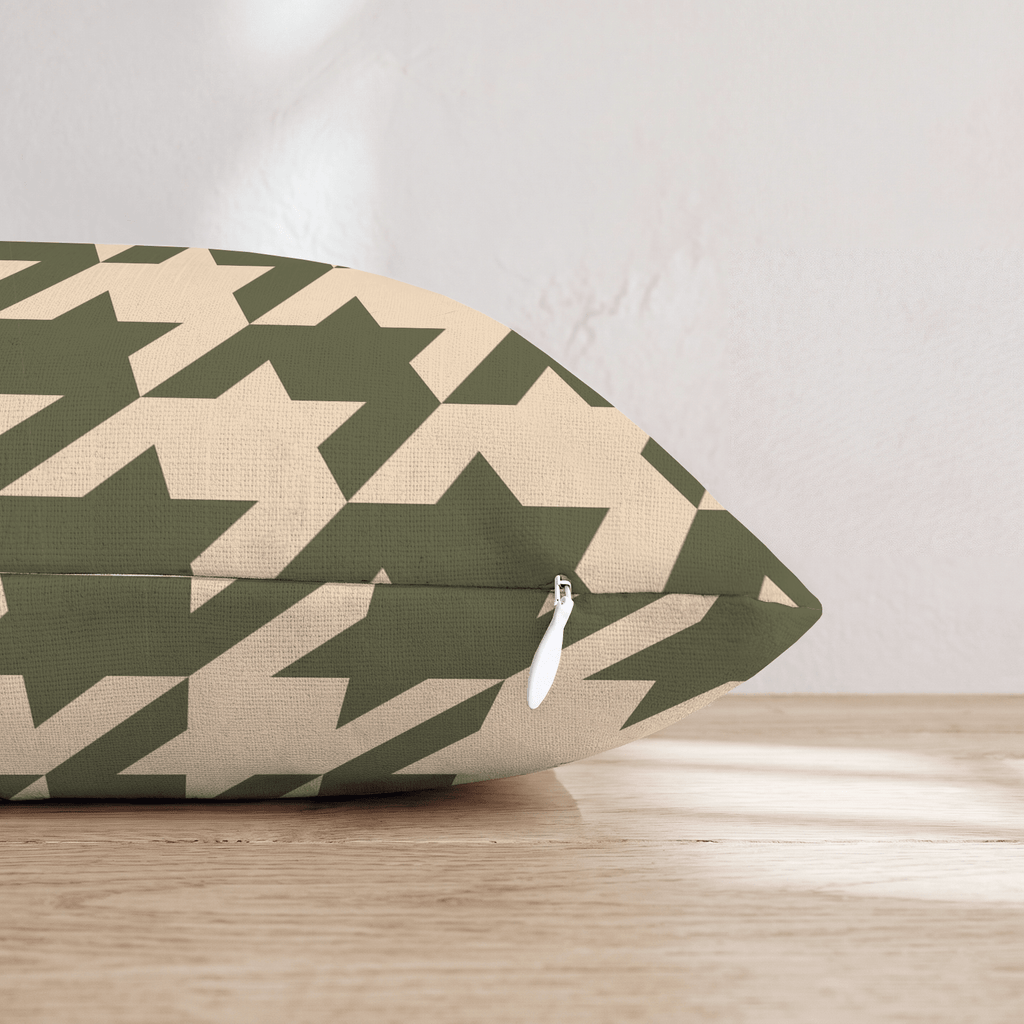 Green Houndstooth Throw Pillow - Hillcroft Home