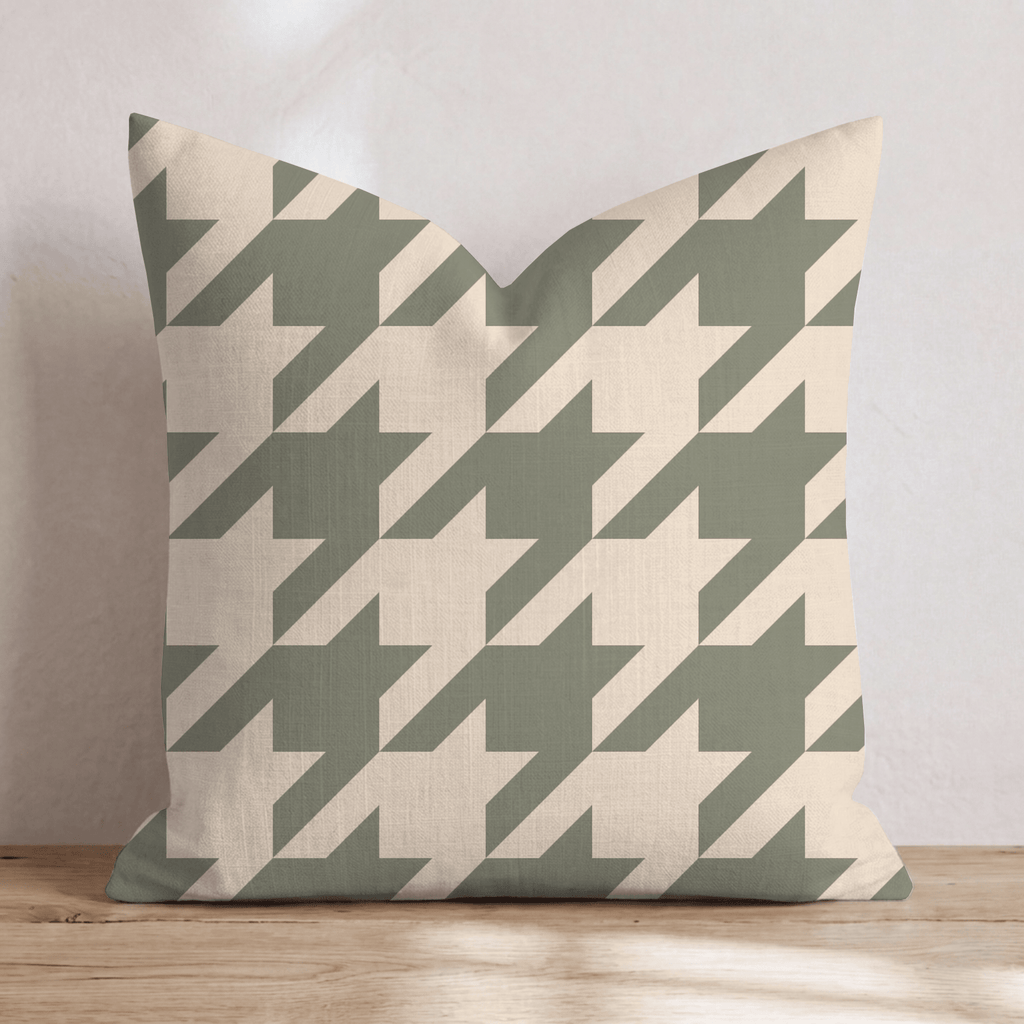 Green Houndstooth Throw Pillow - Hillcroft Home