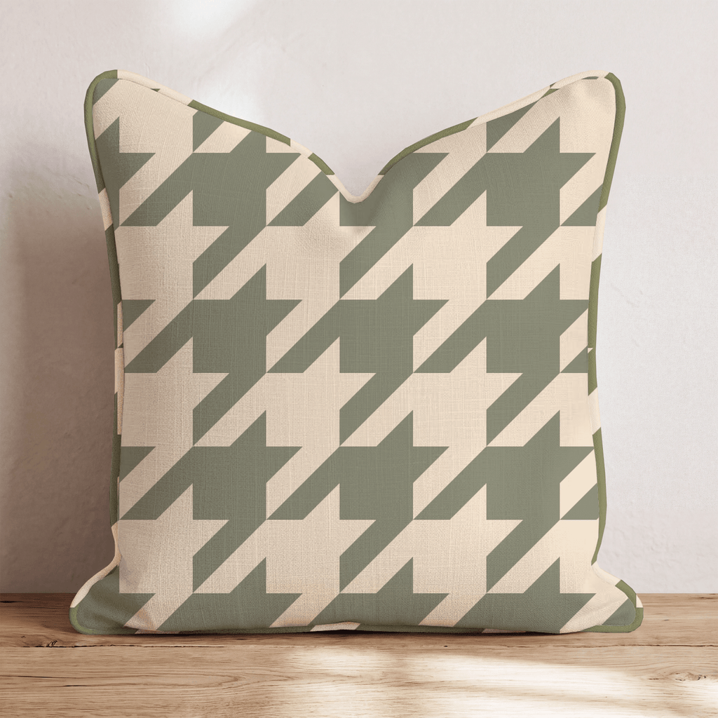 Green Houndstooth Throw Pillow - Hillcroft Home