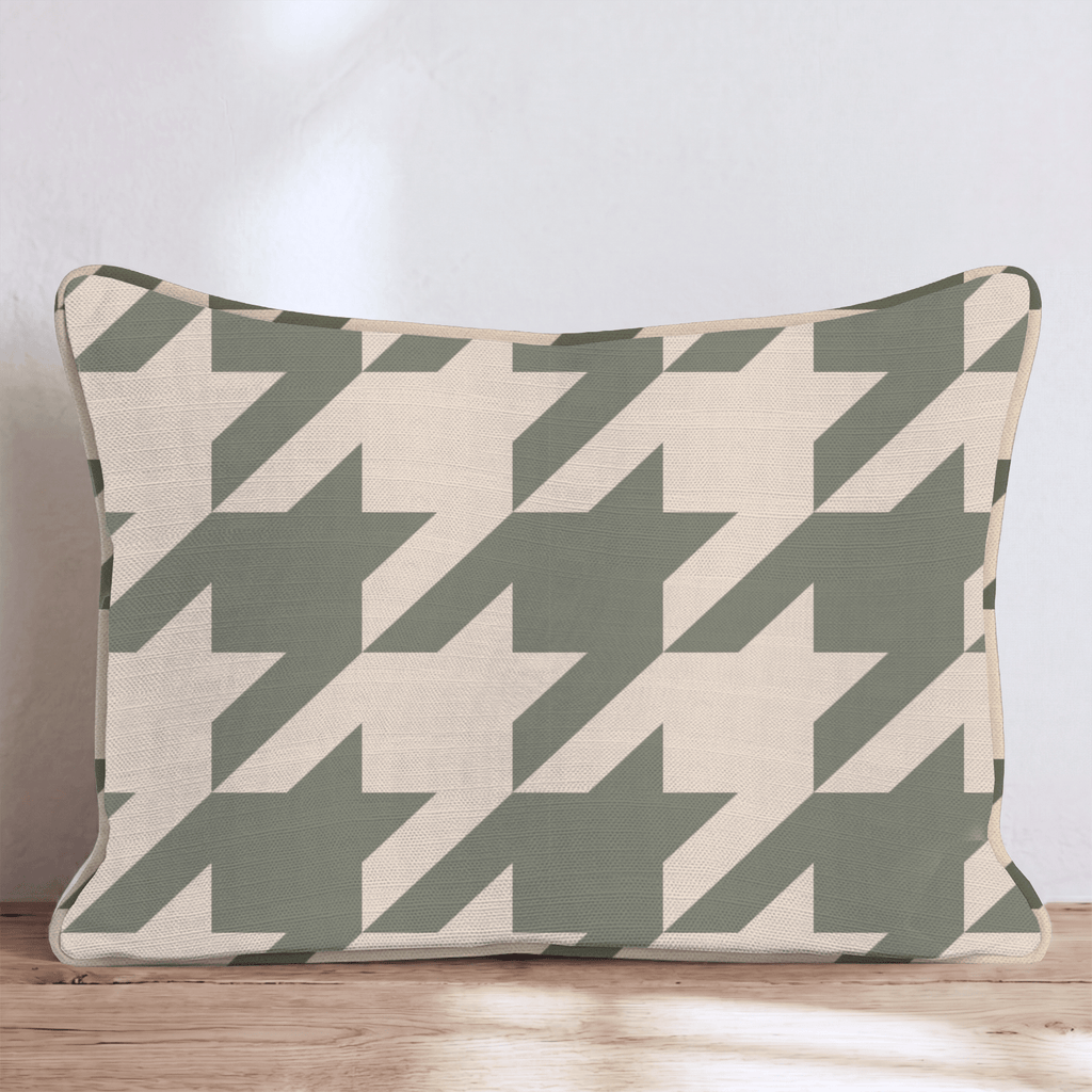 Green Houndstooth Throw Pillow - Hillcroft Home
