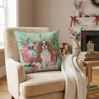 Green Meadow Cavalier King Charles Spaniel Antlers Throw Pillow - Hillcroft Home
