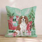 Green Meadow Cavalier King Charles Spaniel Antlers Throw Pillow - Hillcroft Home