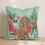 Green Meadow Dachshund Antlers Throw Pillow - Hillcroft Home