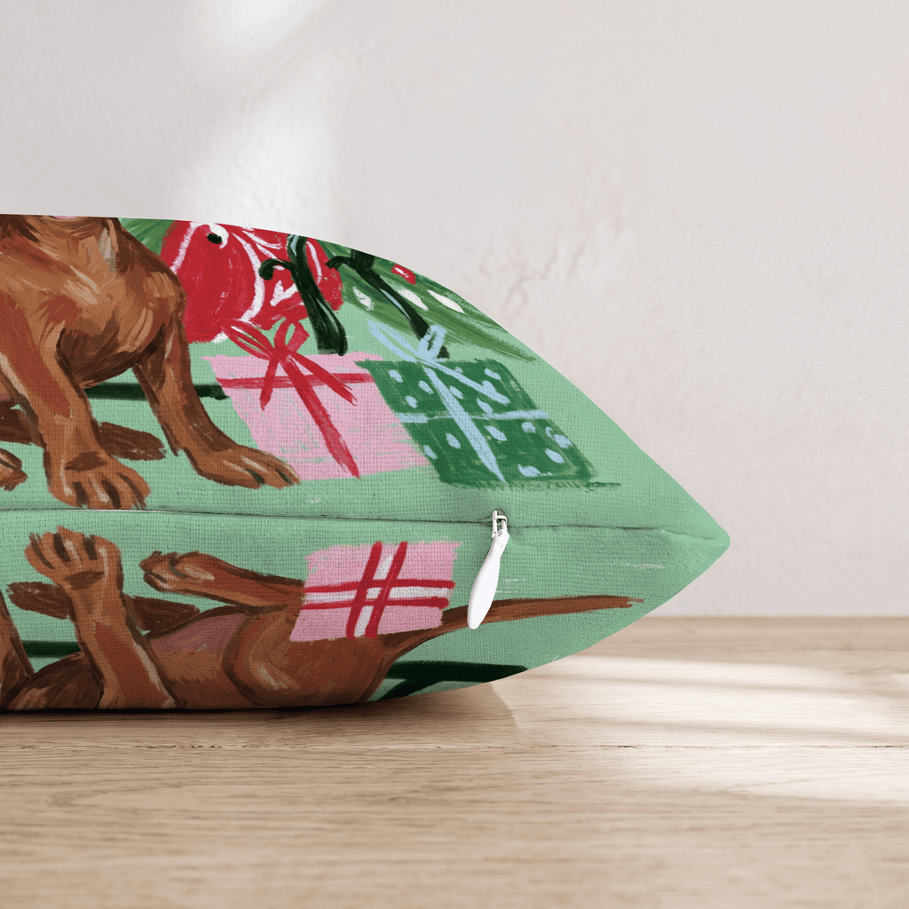Green Meadow Dachshund Antlers Throw Pillow - Hillcroft Home