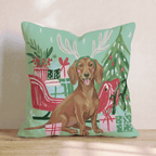 Green Meadow Dachshund Antlers Throw Pillow - Hillcroft Home