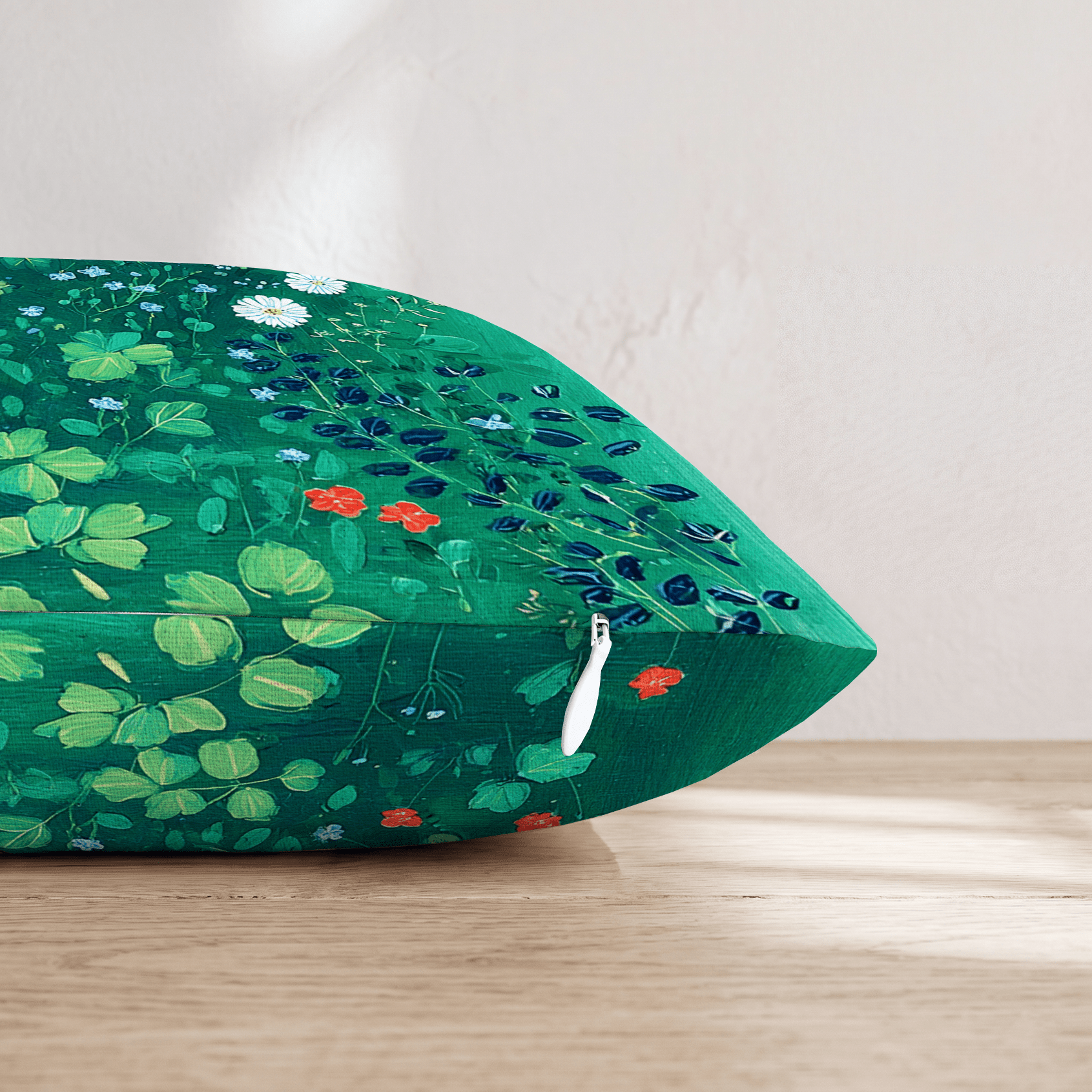 Green Meadow Daisies Throw Pillow - Hillcroft Home
