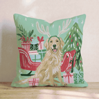 Green Meadow Golden Retriever Antlers Throw Pillow - Hillcroft Home