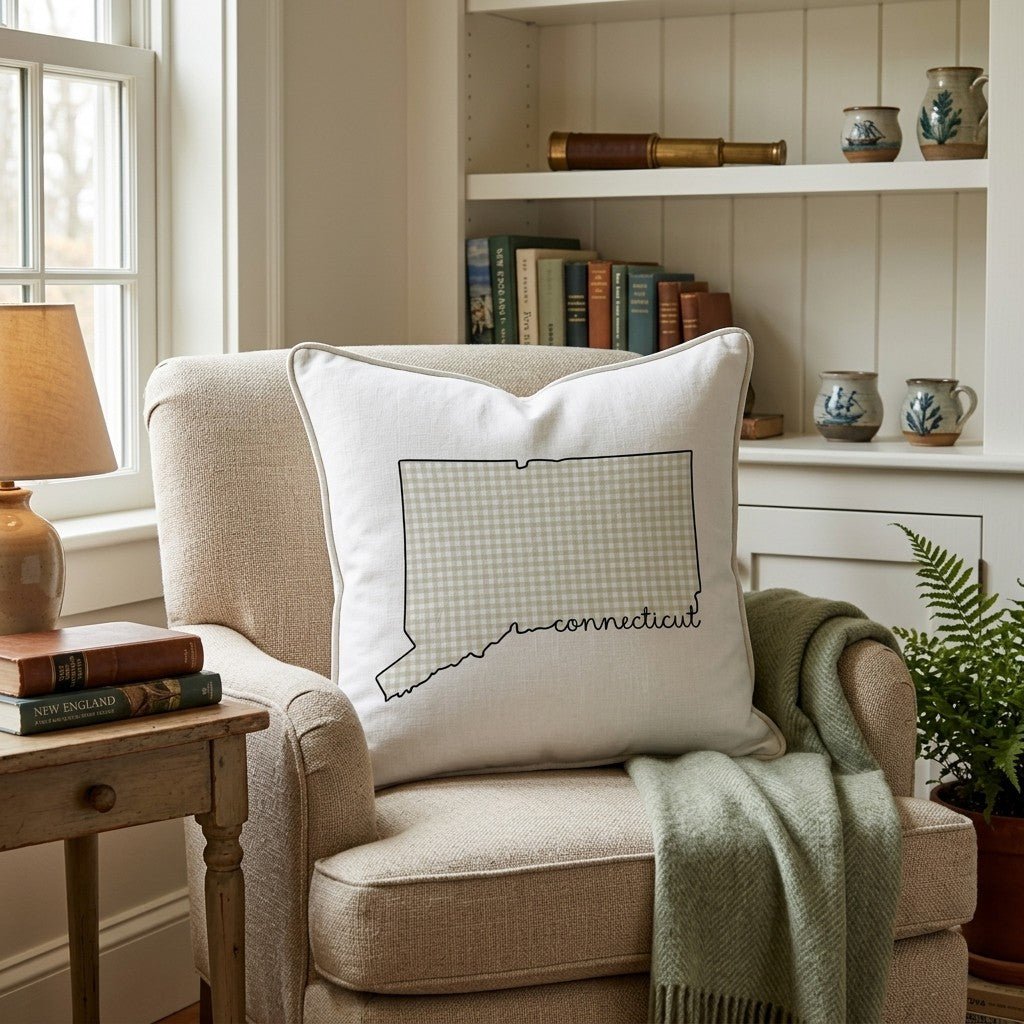 Green Plaid Connecticut Throw Pillow - Hillcroft Home