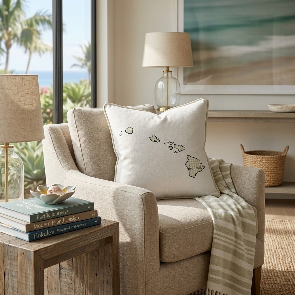 Green Plaid Hawaii Throw Pillow - Hillcroft Home
