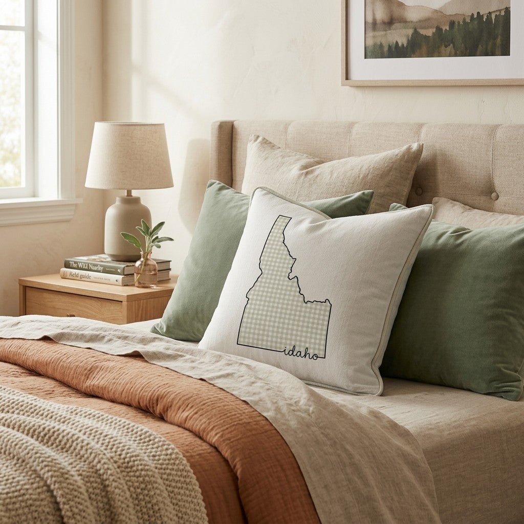 Green Plaid Idaho Throw Pillow - Hillcroft Home