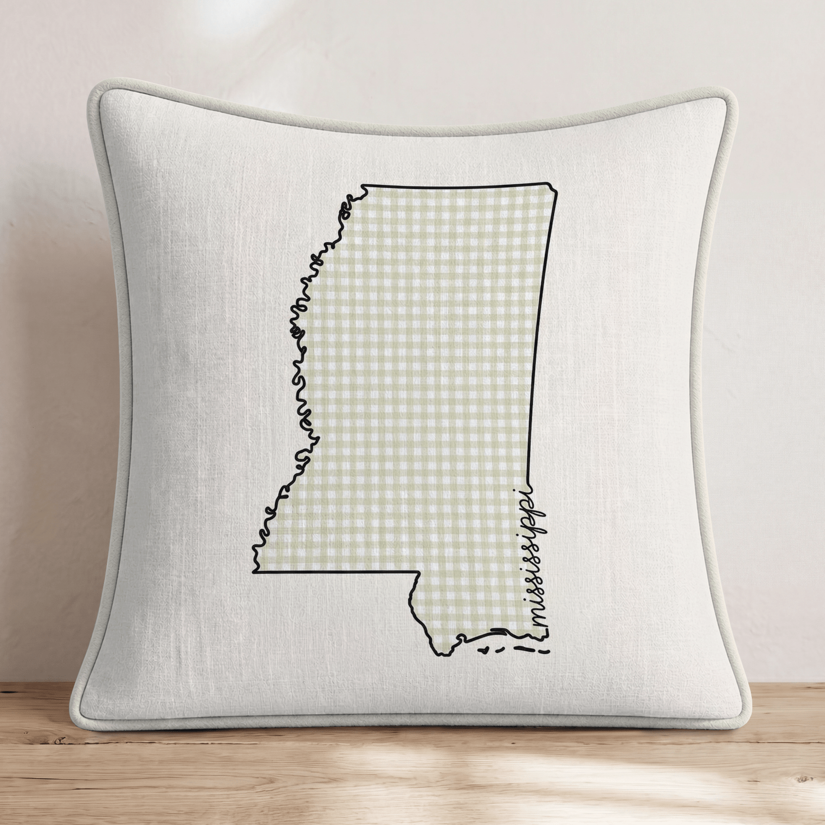 Green Plaid Mississippi Throw Pillow - Hillcroft Home