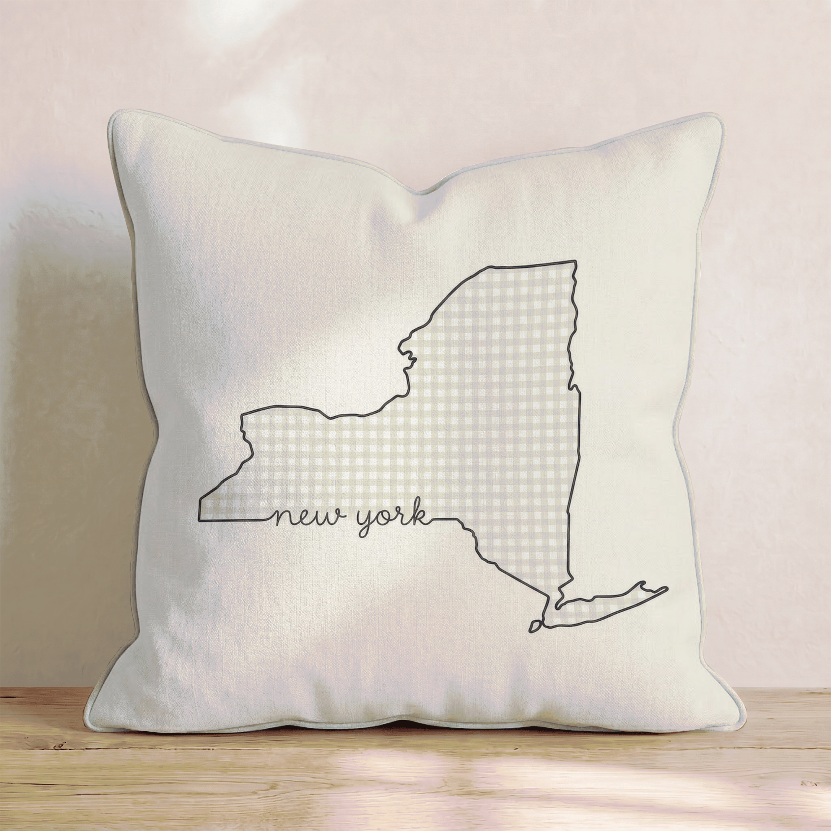 Green Plaid New York Throw Pillow - Hillcroft Home