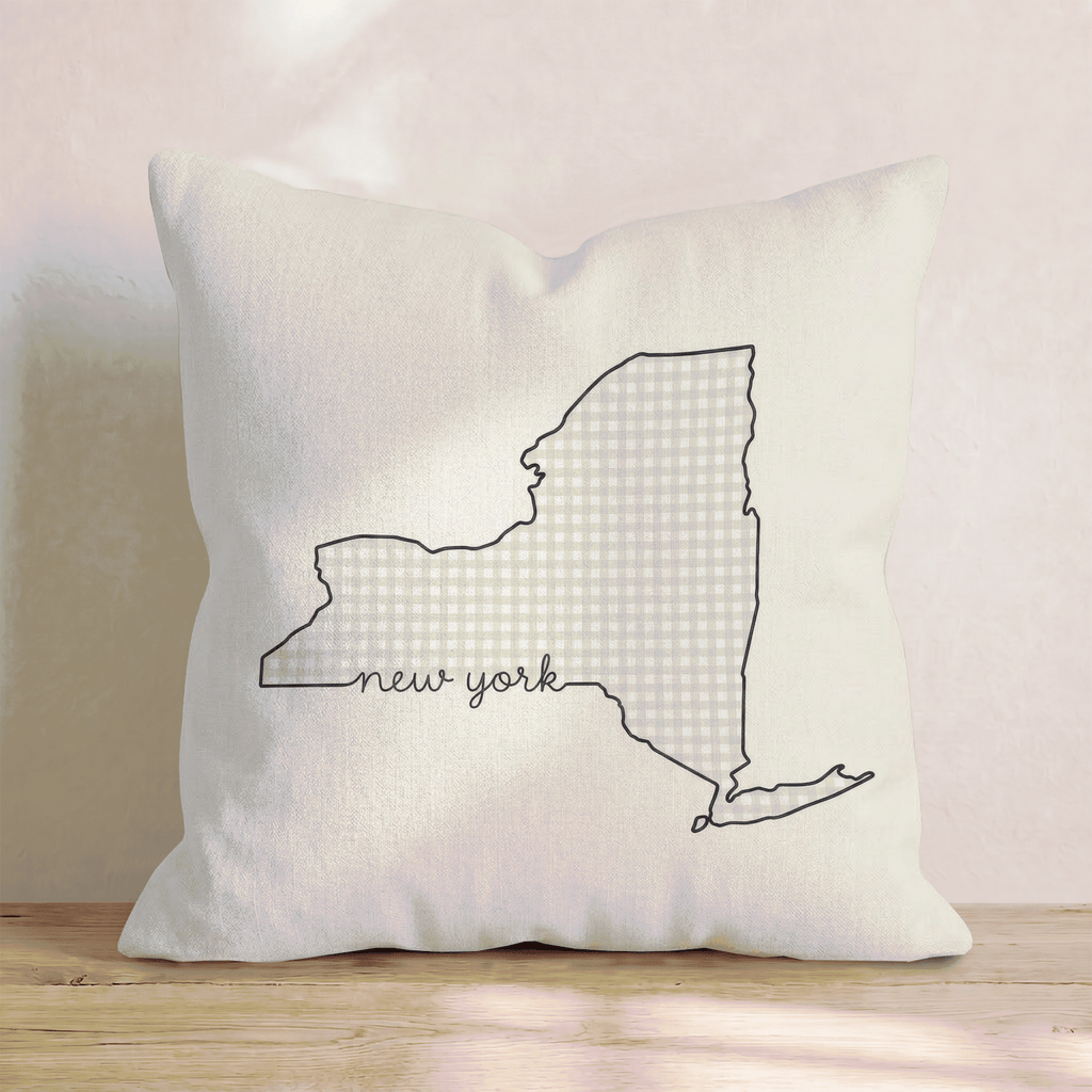 Green Plaid New York Throw Pillow - Hillcroft Home
