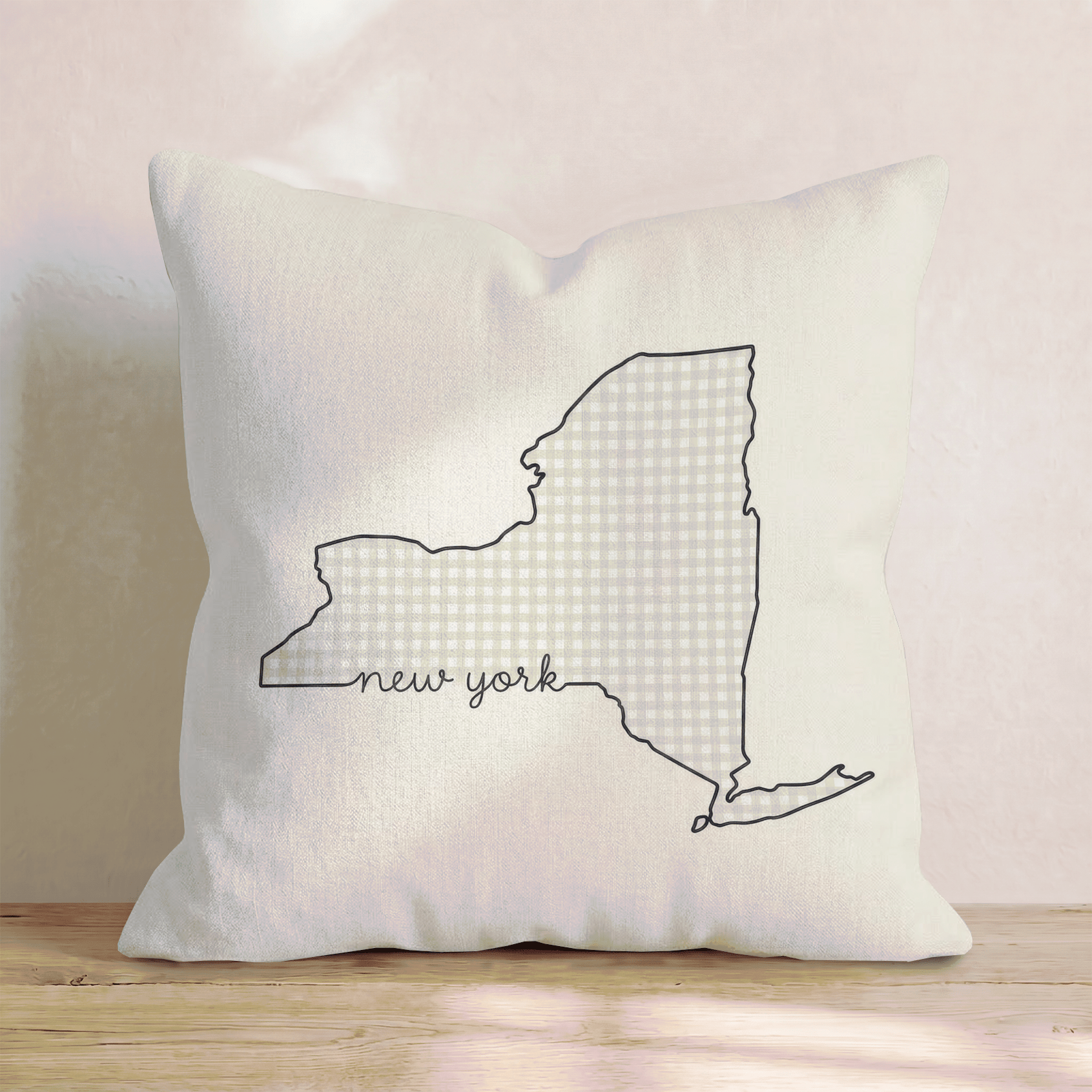 Green Plaid New York Throw Pillow - Hillcroft Home