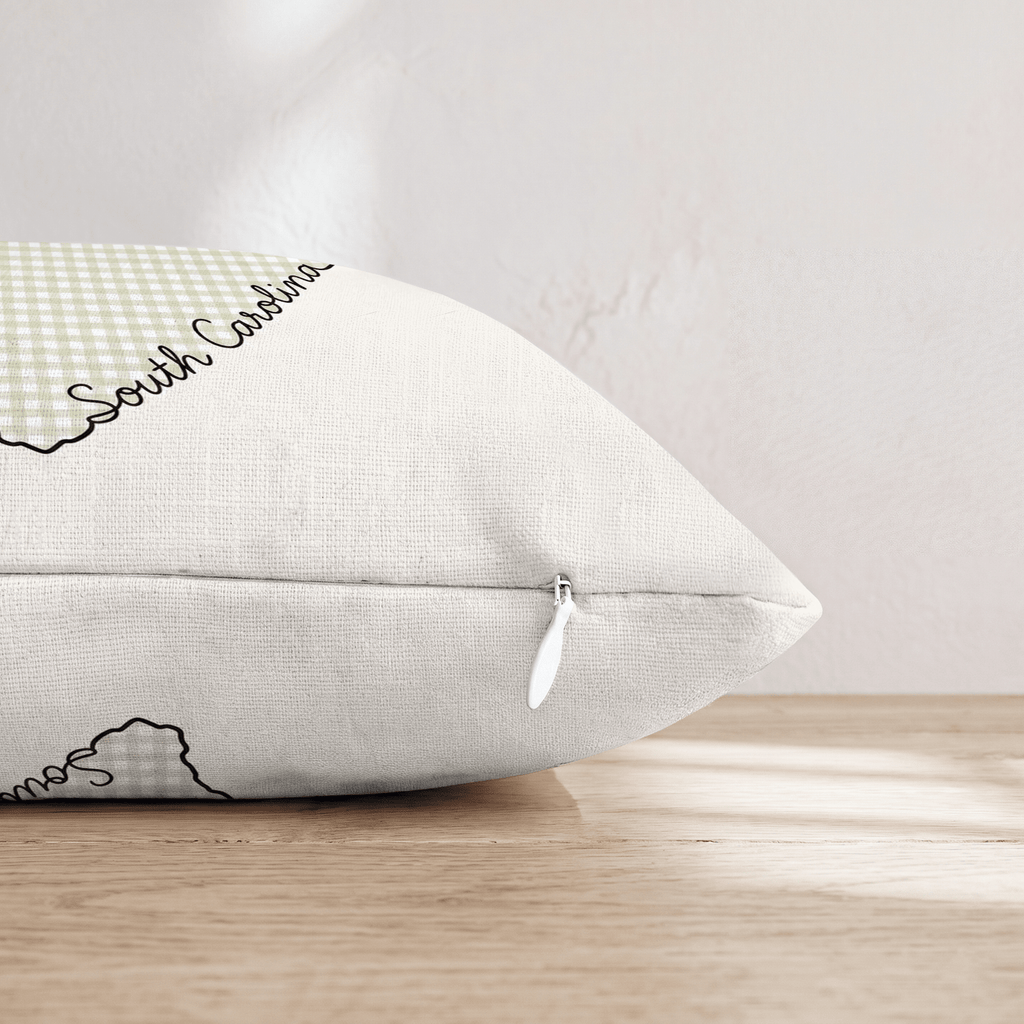 Green Plaid South Carolina Throw Pillow - Hillcroft Home