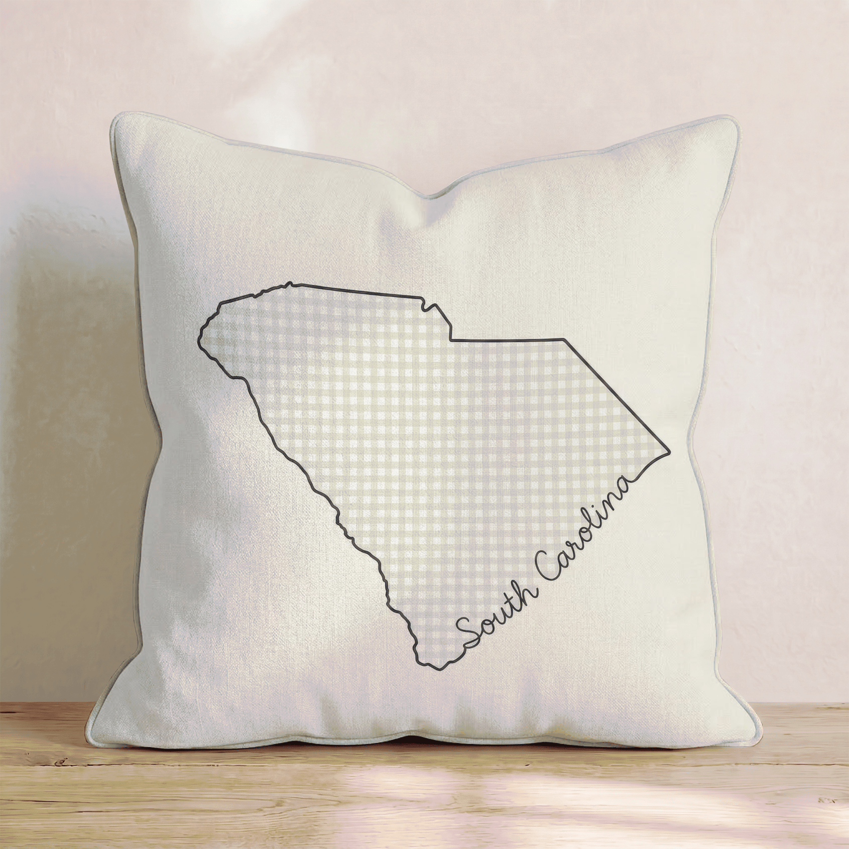 Green Plaid South Carolina Throw Pillow - Hillcroft Home