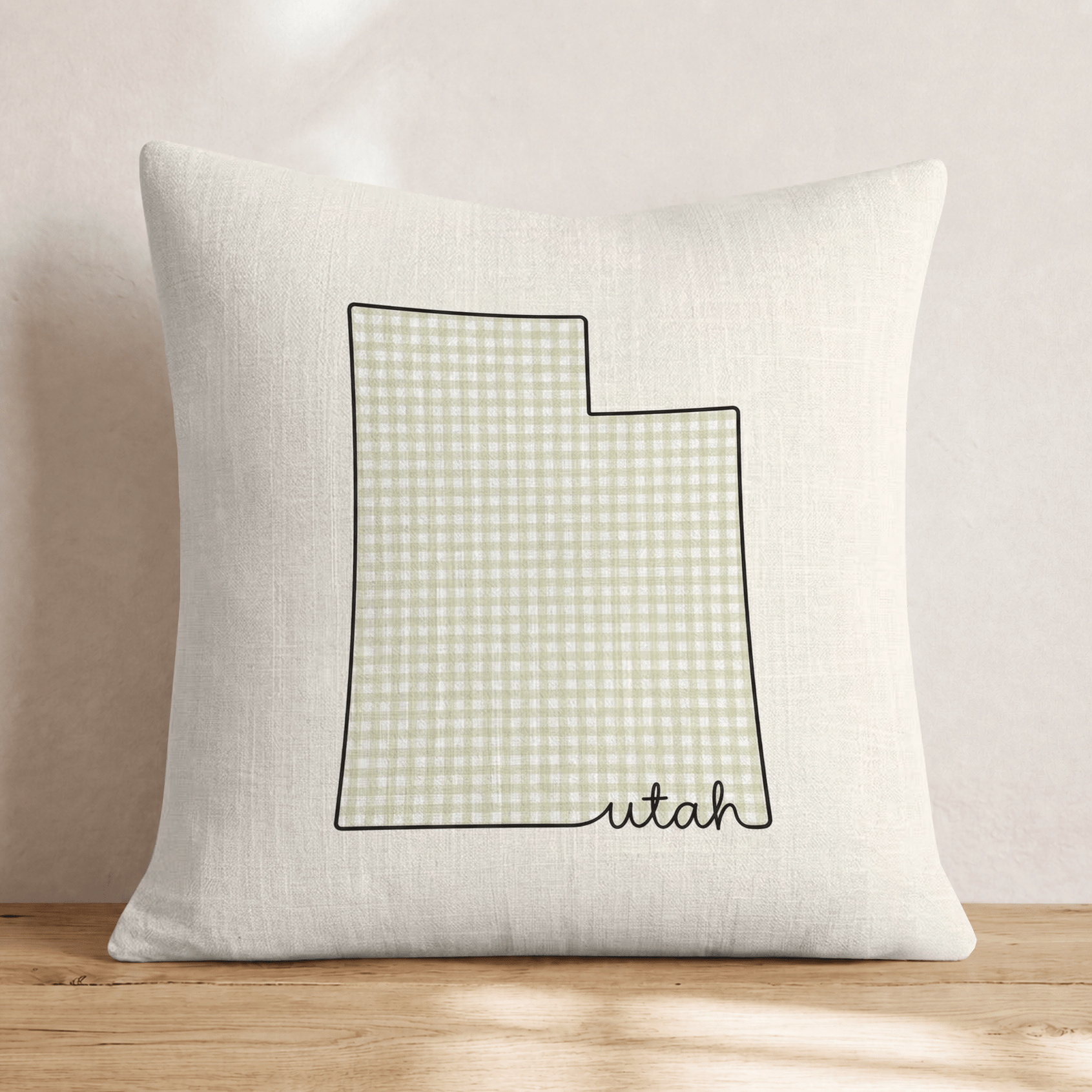 Green Plaid Utah Throw Pillow - Hillcroft Home