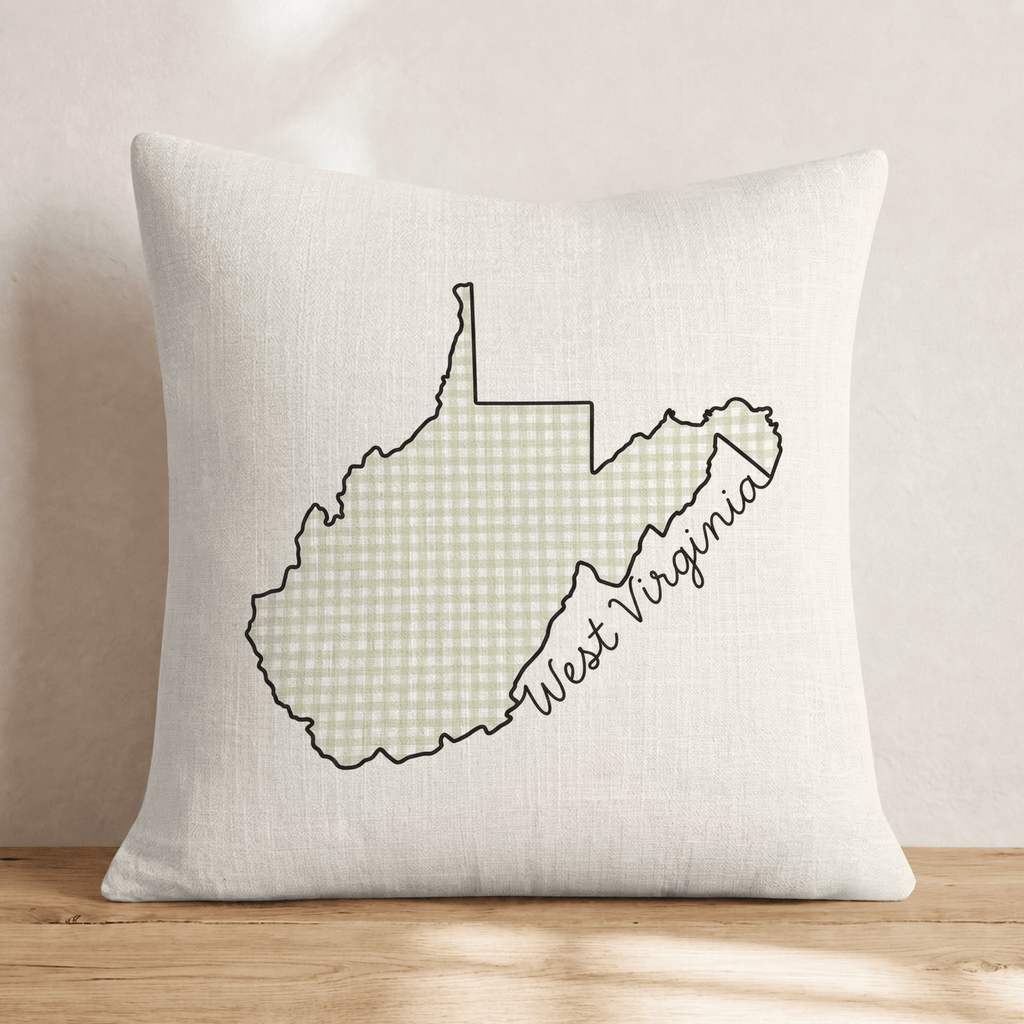 Green Plaid West Virginia Throw Pillow - Hillcroft Home