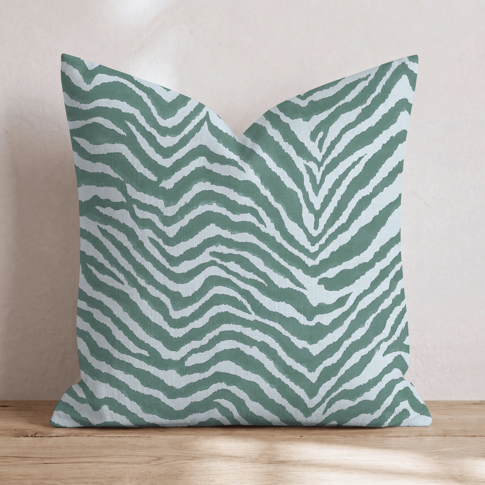 Green Zebra Throw Pillow - Hillcroft Home