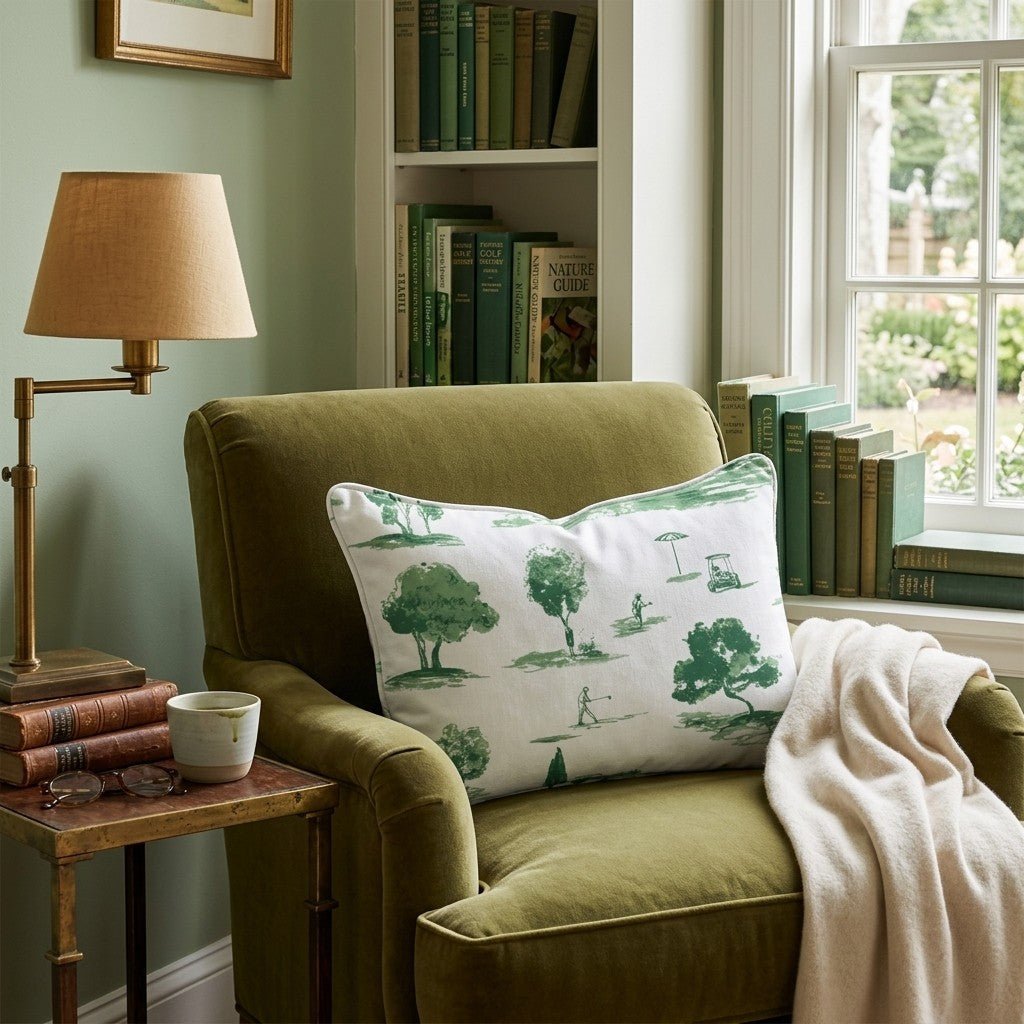 Greenside Toile Throw Pillow - Hillcroft Home
