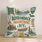 Greetings From Adirondack Mountains Throw Pillow - Hillcroft Home