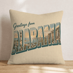 Greetings From Alabama Throw Pillow - Hillcroft Home