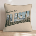 Greetings From Alaska Throw Pillow - Hillcroft Home