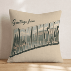 Greetings From Arkansas Throw Pillow - Hillcroft Home