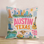 Greetings From Austin Throw Pillow - Hillcroft Home