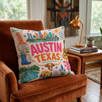 Greetings From Austin Throw Pillow - Hillcroft Home