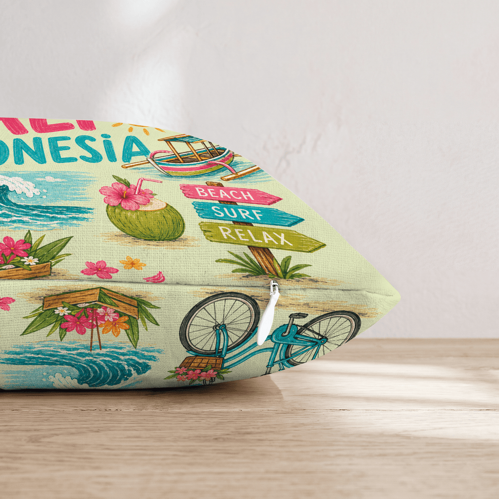 Greetings From Bali Throw Pillow - Hillcroft Home