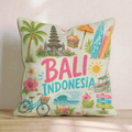 Greetings From Bali Throw Pillow - Hillcroft Home