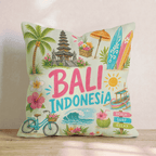 Greetings From Bali Throw Pillow - Hillcroft Home