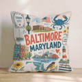Greetings From Baltimore Throw Pillow - Hillcroft Home