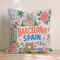 Greetings From Barcelona Throw Pillow - Hillcroft Home